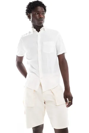 GANT Cotton linen texture short sleeve shirt in