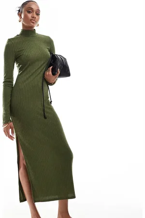 VERO MODA Rib jersey maxi dress in dark