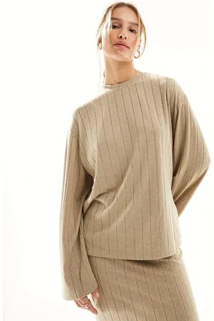 JDY Ribbed jumper co-ord in beige