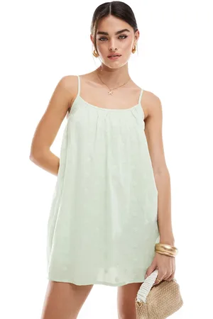 Miss Selfridge Embroidered strappy mini sundress in