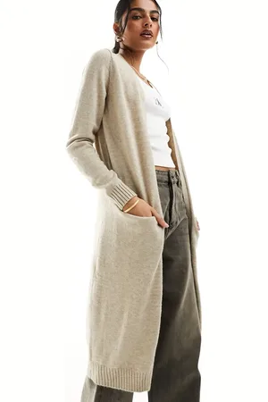 VILA Longline cardigan in beige