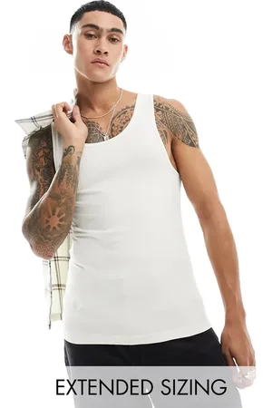 ASOS Muscle fit vest in ecru
