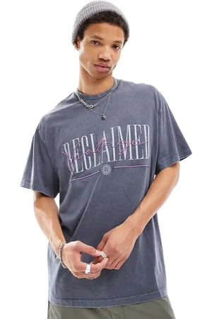 Reclaimed Oversized logo t-shirt in washed charcoal