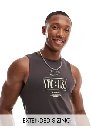 ASOS Cropped muscle vest in with front print