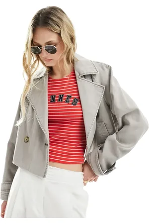 ASOS Cropped washed trench coat in stone