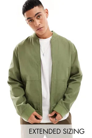 ASOS Washed bomber jacket in khaki