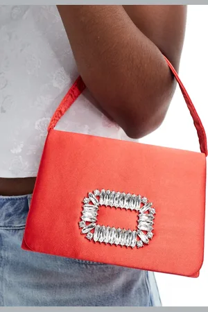 True Decadence Satin bag with brooch embellishment in