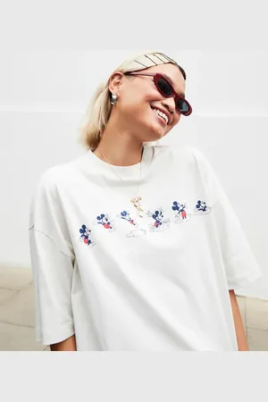 ASOS Disney unisex oversized boxy t-shirt with Mickey Mouse prints in stone