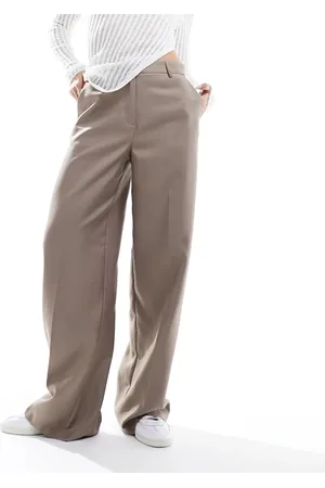 Pieces® Pleat front tailored trousers in camel