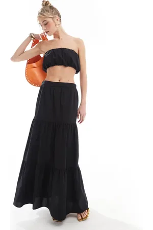 New Look Boho poplin tiered maxi skirt in