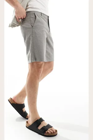 Only & Sons Linen mix chino short in charcoal