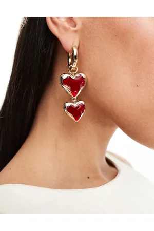 ASOS Drop earrings with red heart detail in tone