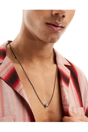 FADED FUTURE Cord neckalce with grey pearl pendant in
