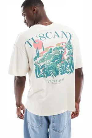 JACK & JONES Oversized tuscany back print t-shirt in cream