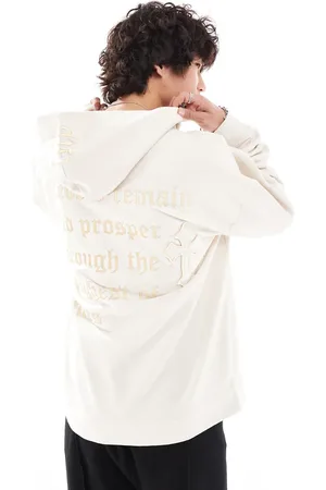 Liquor N Poker Oversized hoodie in cream acid wash