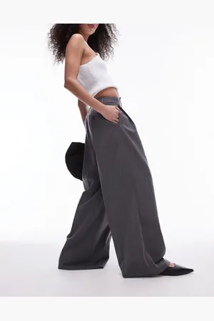 Topshop Wide leg pleat tailored trouser in