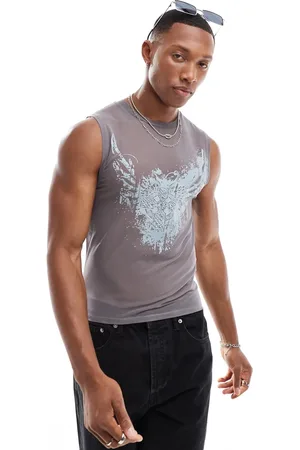 ASOS Muscle fit vest in power mesh with grunge print