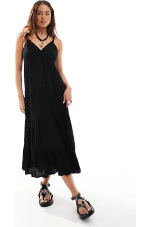 Stradivarius V neck midi dress in
