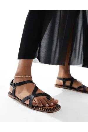 South Beach Strappy sandals with whipstitch detail in