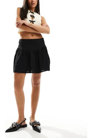 Pieces® Dipped yoke ruched mini skirt in