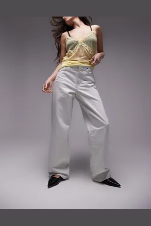 Topshop Mid rise Column jeans in off
