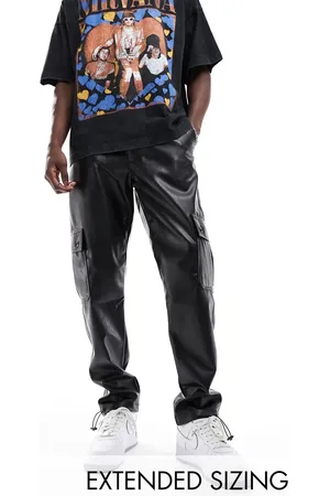 ASOS Cargo tapered trousers in faux leather look in