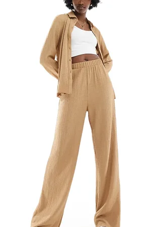 VERO MODA Textured jersey trouser co-ord in beige