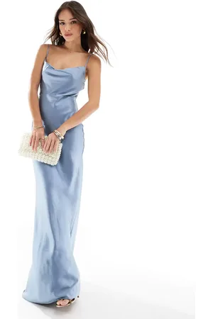 Pretty Lavish Bridesmaid Keisha cowl neck satin maxi dress in dusty
