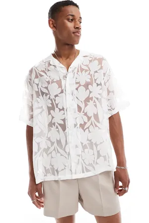 ASOS Oversized revere shirt in floral burn out in