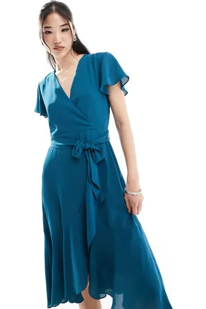 Style Cheat Wrap midi dress in ink