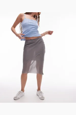 Topshop Sheer seamed 90s skirt in