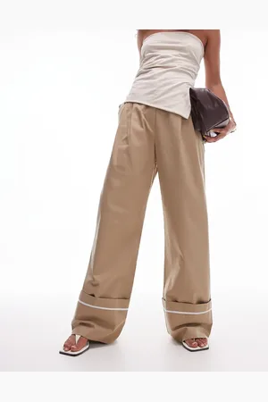 Topshop Turn up detail hem trouser in sand