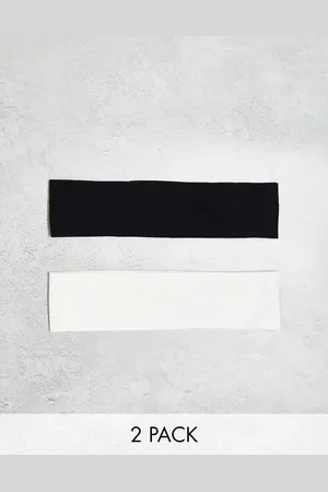 Monki 2 pack jersey headband in black and white