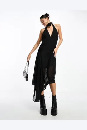 Something New X Lame. Cobain corsage sheer halterneck maxi dress in
