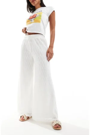 Closet Wide leg textured trousers in ivory