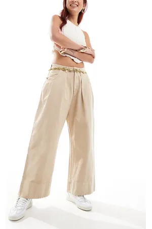 Free People Low-rise barrel jeans in taupe