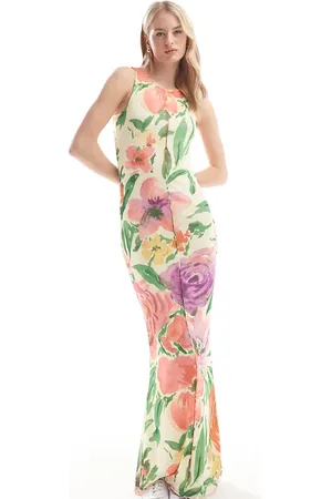 VERO MODA Sleeveless lettuce edge mesh dress in summer floral print
