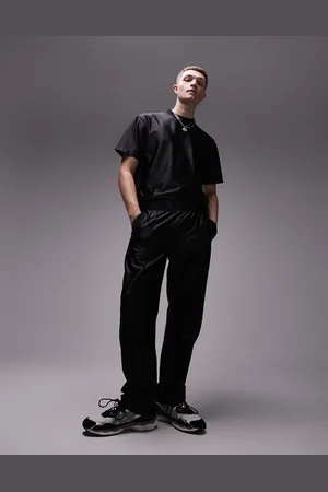 Topman High shine straight leg jogger in