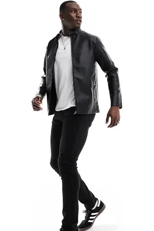French Connection Tall faux leather racer jacket in
