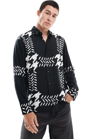 HUGO BOSS Emero long sleeve shirt in with oversized houndstooth print
