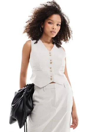 VERO MODA Tailored waistcoat co-ord in sand melange