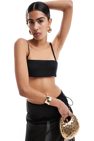 MANGO Selection linen mix mini bralet in