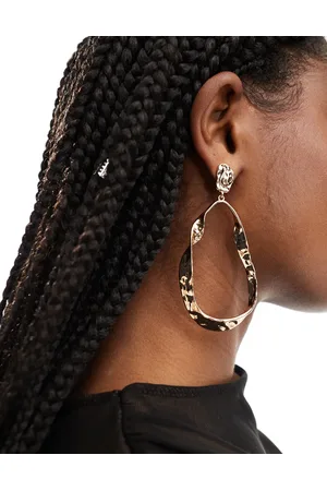 ASOS Drop earrings with hammered abstract oval detail in tone