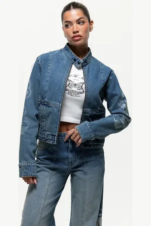 Good For Nothing Denim jacket with butterfly stamp detail in