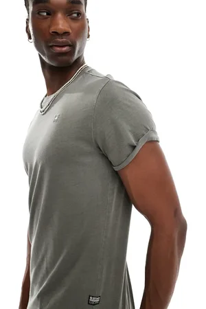 G-Star Musa t-shirt in pigment dyed dark with palm tree stencil print