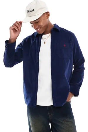Ralph Lauren Icon logo zip front cord overshirt classic oversized fit in