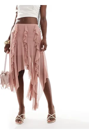 Miss Selfridge Hanky hem skirt in blush