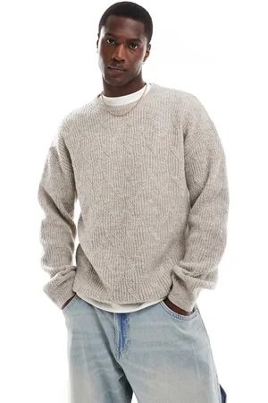 New Look Textured crew jumper in stone