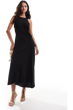 MANGO Sleeveless cinched side midi dress in