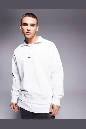 HUGO BOSS Durty half zip sweatshirt in off